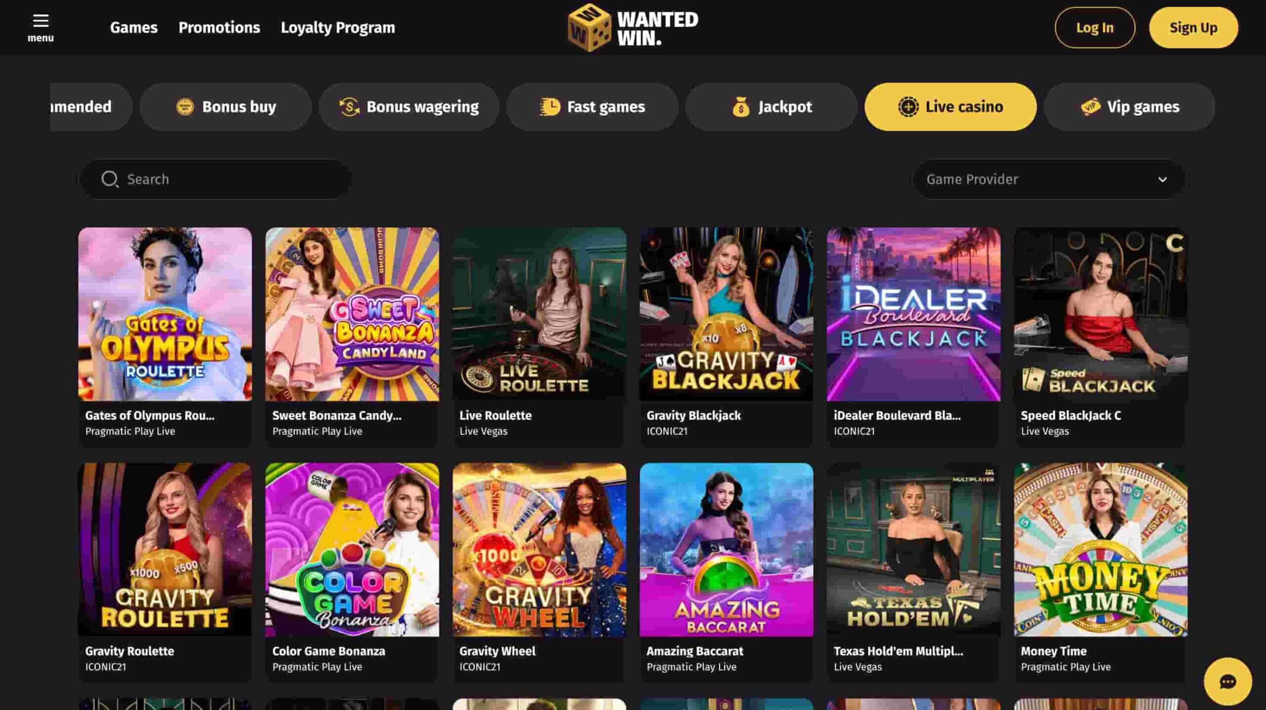 live casino wanted win